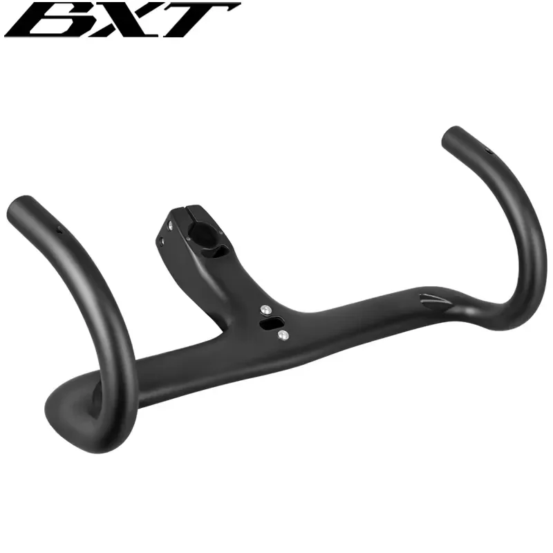 BXT Carbon Fiber Road Bike Integrated Handlebar 31.8mm Internal Cable Routing Matte Black Racing Cockpit for Bicycle