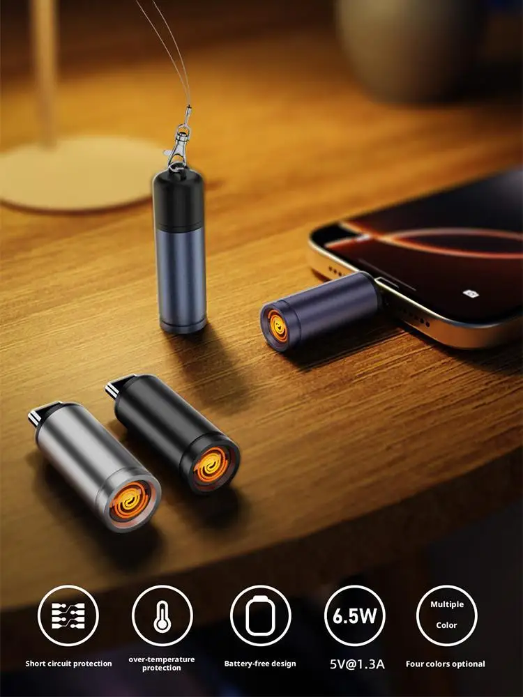 Mini briquet de Type C, coup d'allumage, arrêt automatique pour les voyages aériens en plein Air, sans batterie, sans flamme, adaptateur allume-cigare USB C