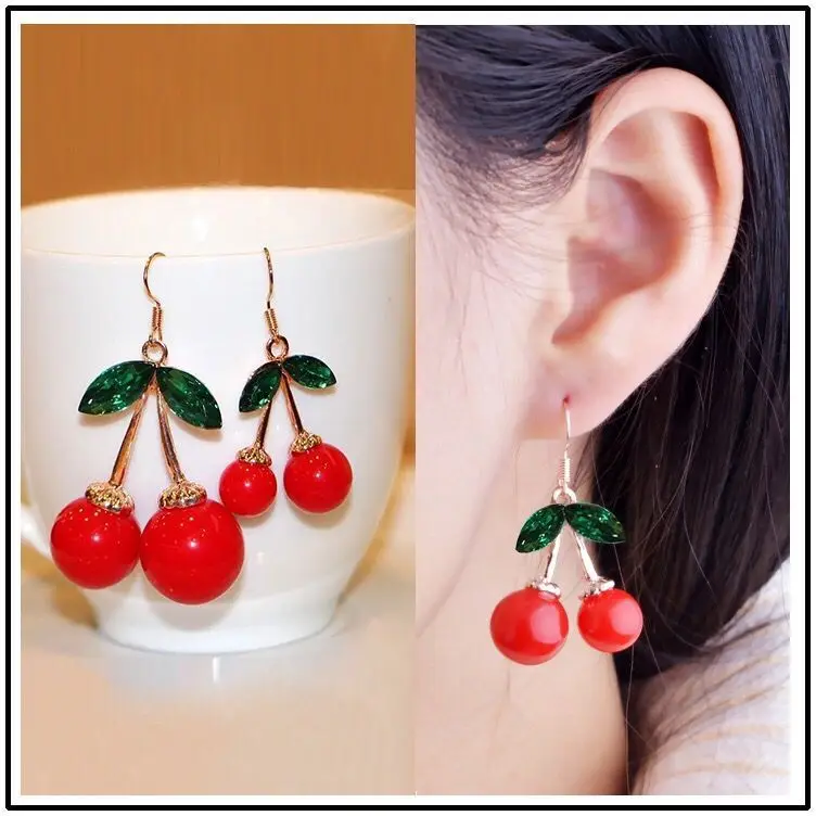 Cute Cherry Dangle Earrings For Women Girls 2 Styles Fashion Earrings Vintage Kawaii Jewelry For Girls Best Gift