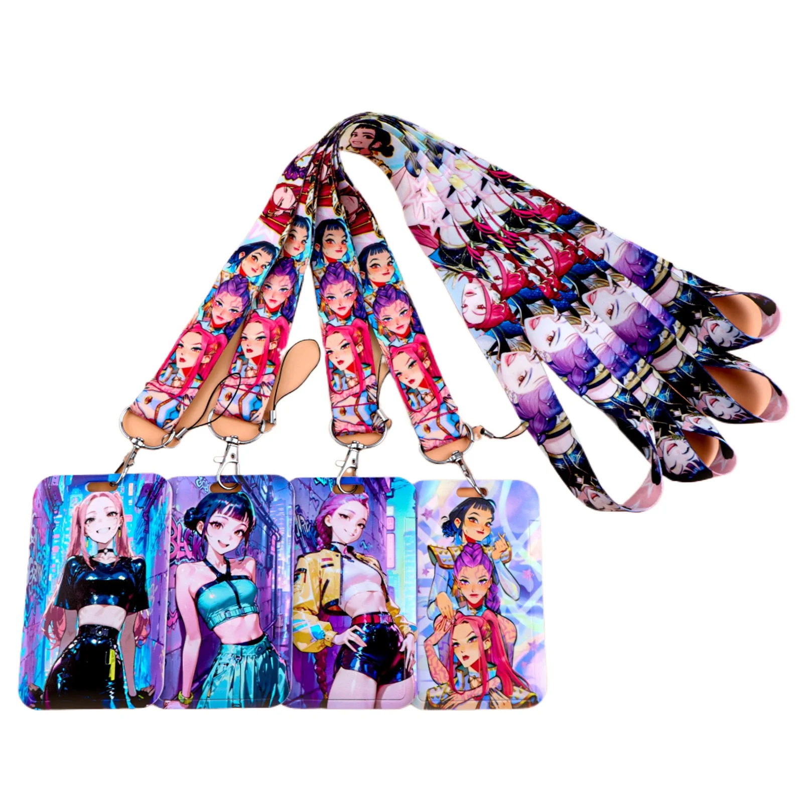 2026 k-pop Demon Hunters Lanyard Holder Id Card Work pass door Huntrix Campus student Card Slots Sleeve Kpop Warriors Fan