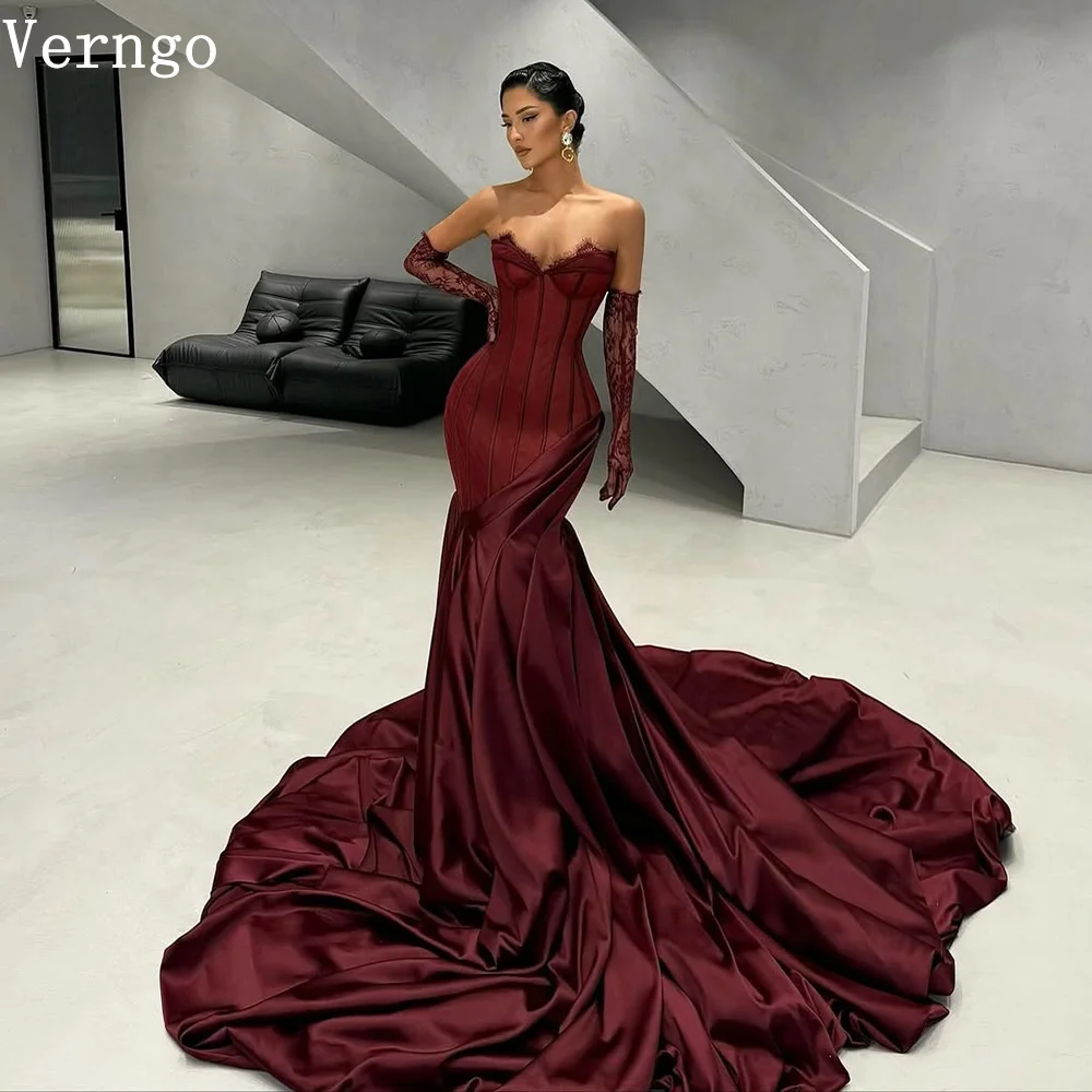 

Verngo бордовое атласное вечернее платье милое платье для торжественных случаев женское элегантное платье для выпускного вечера с скользящим швом по индивидуальному заказу