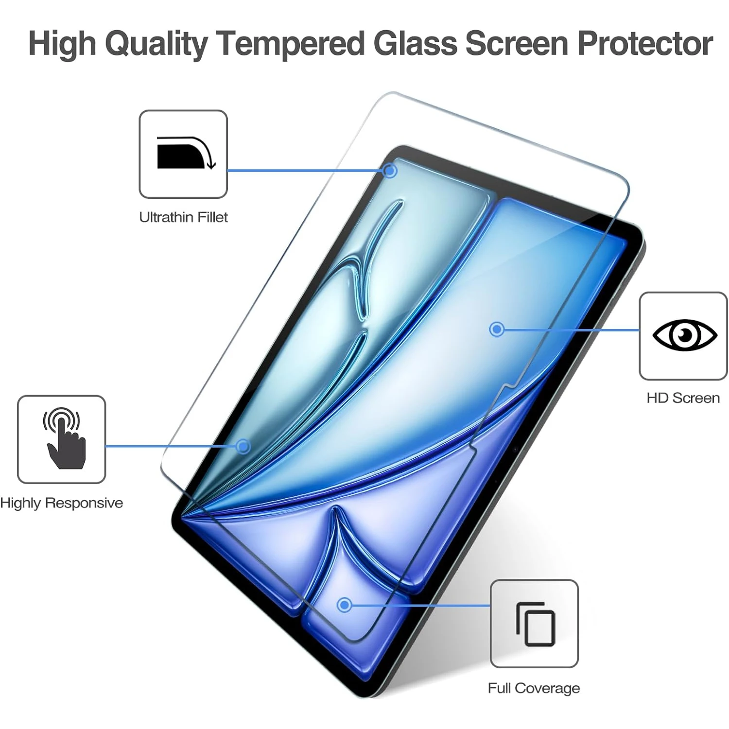2pcs 9H Tempered Glass For iPad Air 11 inch 2024 2025 M3 M2 A2903 A3267 Clear Screen Protector Anti Scratch Protective Film