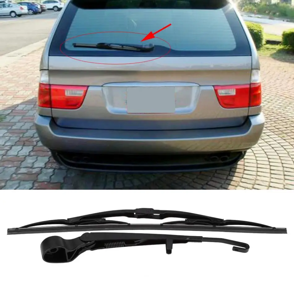 Rear Windshield Windscreen Wiper Arm & Blade Set for  X5 E53 1999 2000 2001 2002 2003 2004 2005 2006 61627068076 