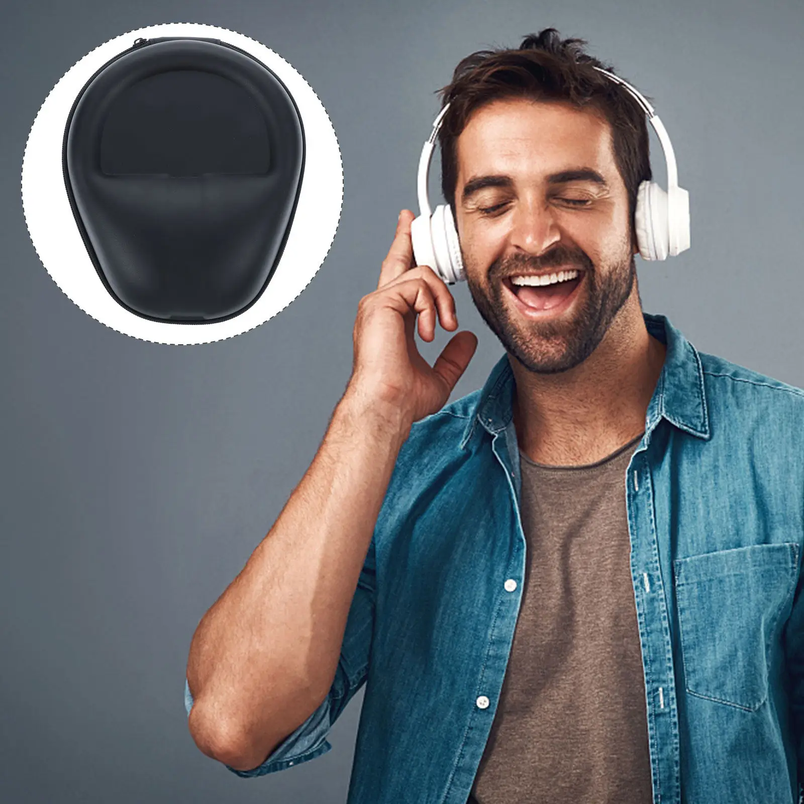 Headphone Case Hard - Premium Hard Headphone Case Zipper Storage