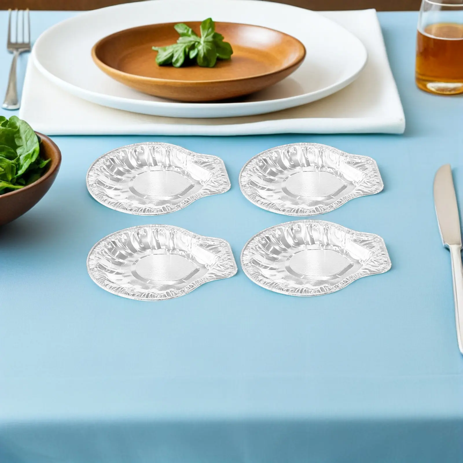 100Pcs Aluminum Foil Disposable Oyster Shell Trays Mini Clam Pans Scallop Serving Plates Seafood Baking Grilling Barbecue