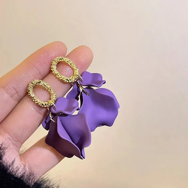 Böhmische bunte Blumenohrringe für Damen, modische Blütenblatt-Anhänger-Ohrringe, Party-Tropfenohrringe, Schmuck, Y2k-Accessoires, Bijoux A