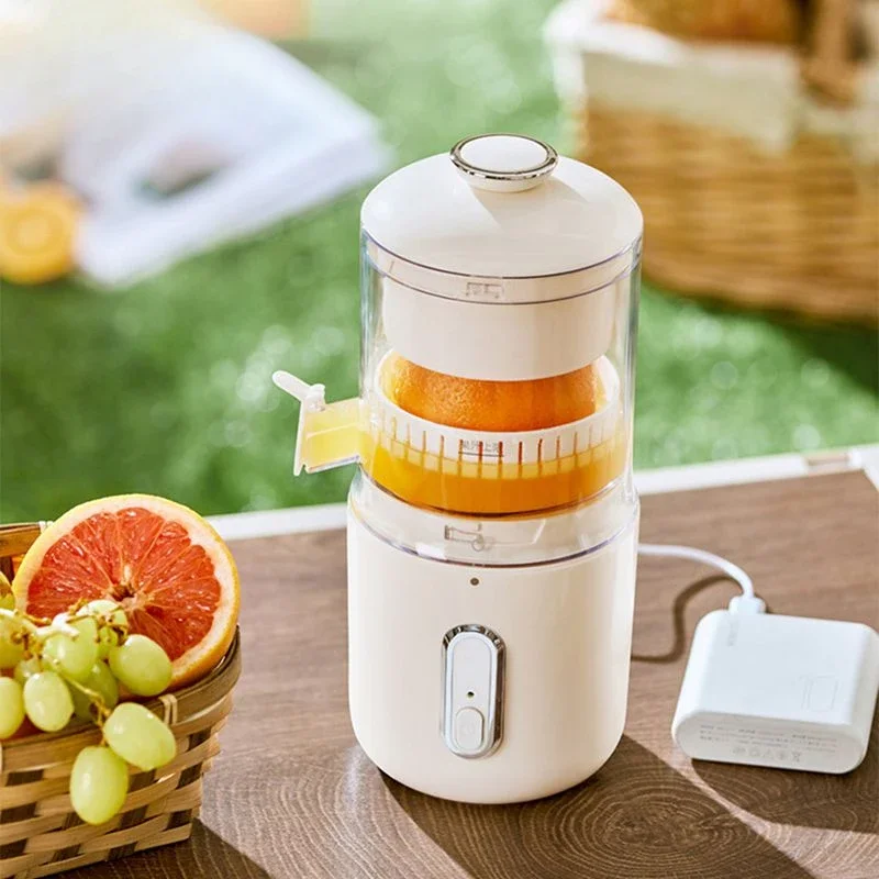 Exprimidor portátil de gran calibre, Extractor de limón y naranja, separación de jugo de escoria, amasado en espiral automático, expulsor lento recargable