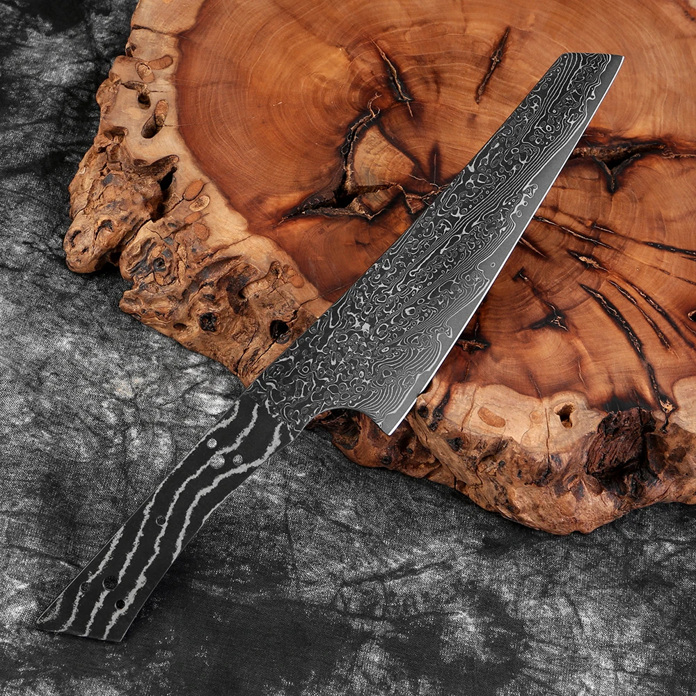 Japanese Black Blade Damascus Steel Blanks Hand Forged Chef Knife Blank Blade Heat-treated Sharp Blade Edges Knife Making Supply