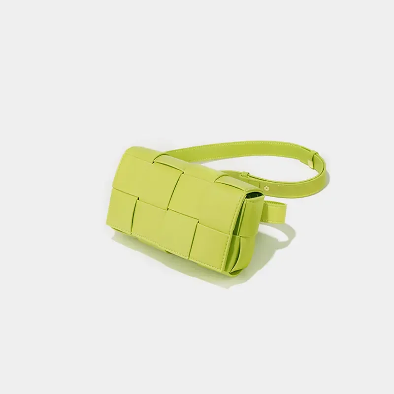 LOERSS-Bolso de hombro de piel de vaca para mujer, bolsa de almohada tejida, pequeña, cuadrada, ajustable, informal, bandolera con cadena