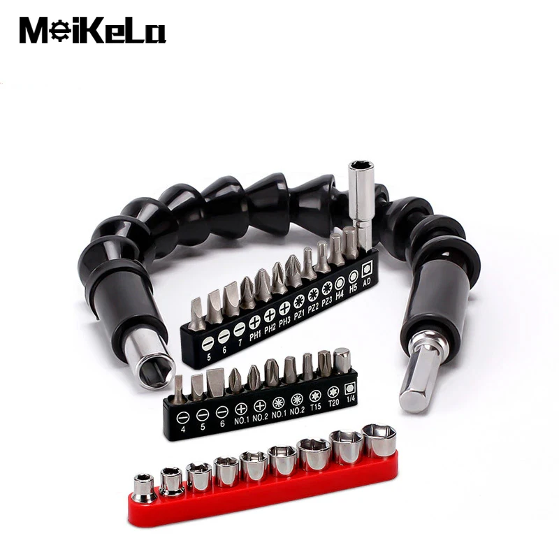 

Degree Right Angle Drill Attachment and Flexible Angle Extension Bit Kit for Drill or Screwdriver 1/4" Socket Adapter Tool