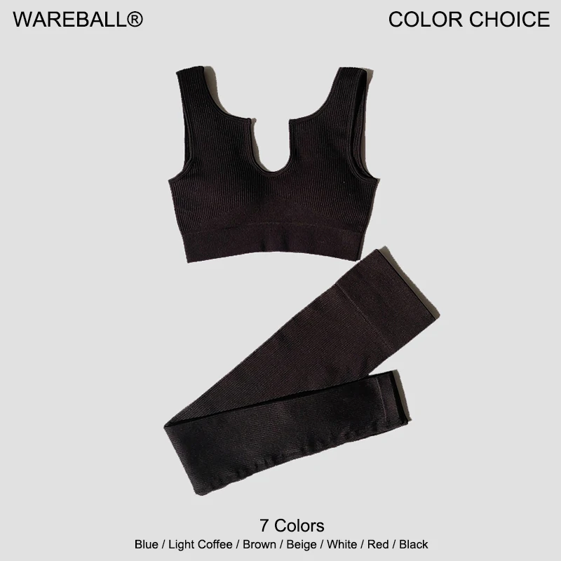 

WAREBALL 2 Pieces Seamless Yoga Set Women Gym Clothes High Waist Leggings Sports Bra Set Fitness Sportswear Workout Sports Suits