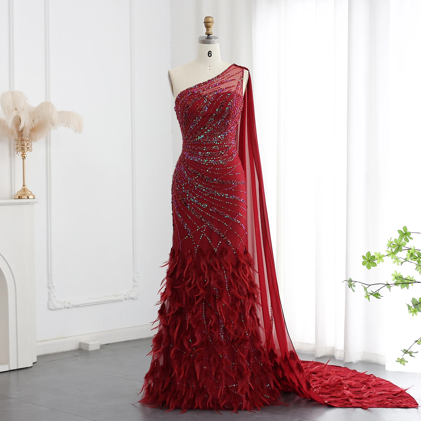 Sharon Said Luxury Feather Turquoise Aqua One Shoulder Evening Dresses with  Cape Train Prom Wedding Party Gowns SS498 Customized - AliExpress