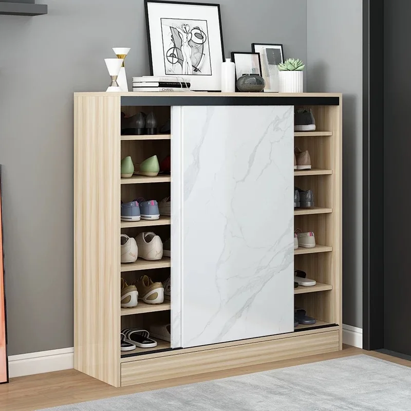 @Sliding door shoe cabinet household door large capacity balcony entrance door high vertical entrance cabinet