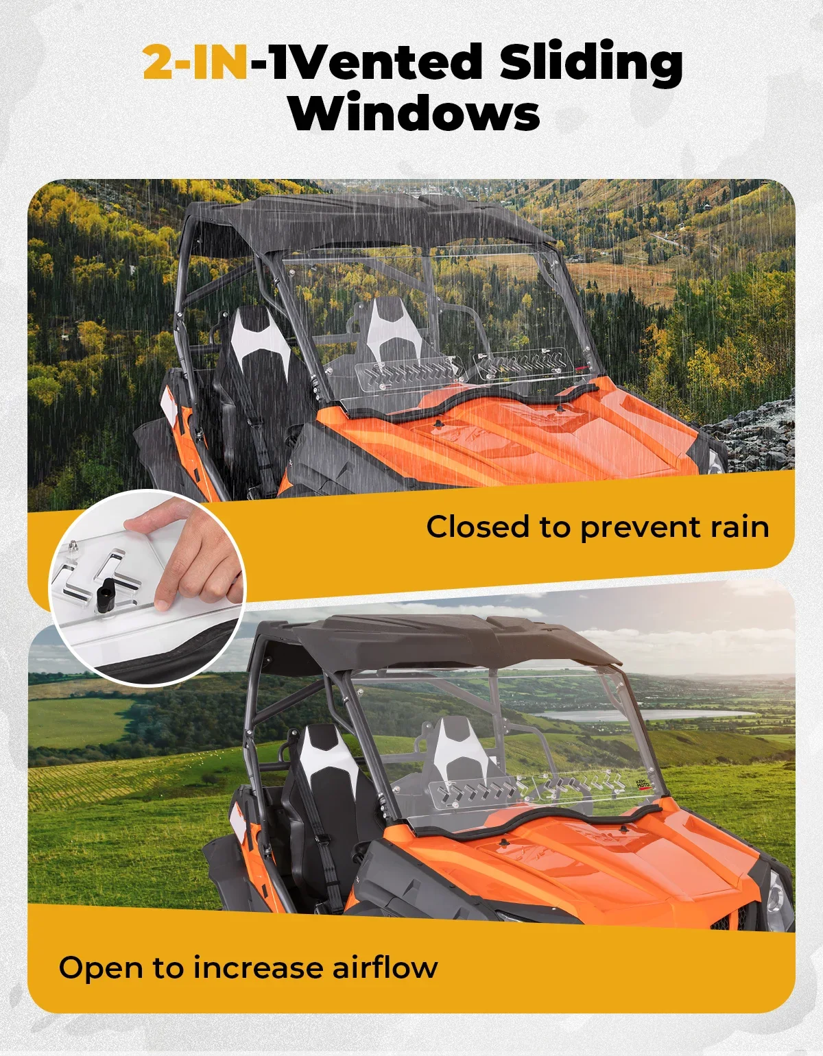 Adjustable Vents Clear PC Front Windshield with Sliding Window UTV For CFMOTO ZForce 500/800 Trail EX/1000 2014-2022