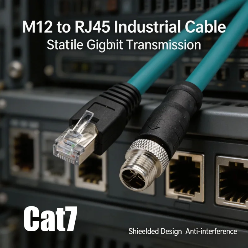 Industrial Cat7 M12 8Pin 4Pin A-code D/X-type to RJ45 Connector Cable  Connection Coding Cord 10GB Male to Female Ethernet Wire