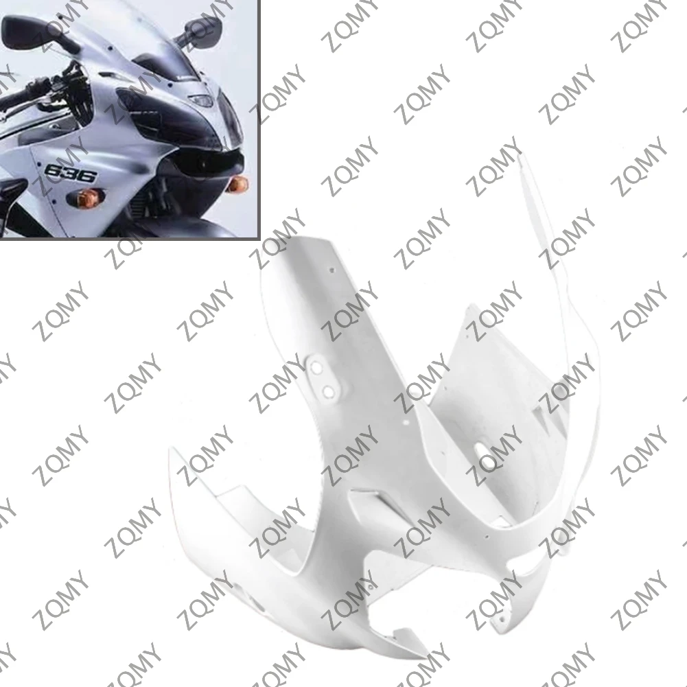 

Motorcycle Upper Front Nose Cowl Fairing For Kawasaki ZX6R 2000 2001 2002 Injection Mold ABS Plastic Unpainted White