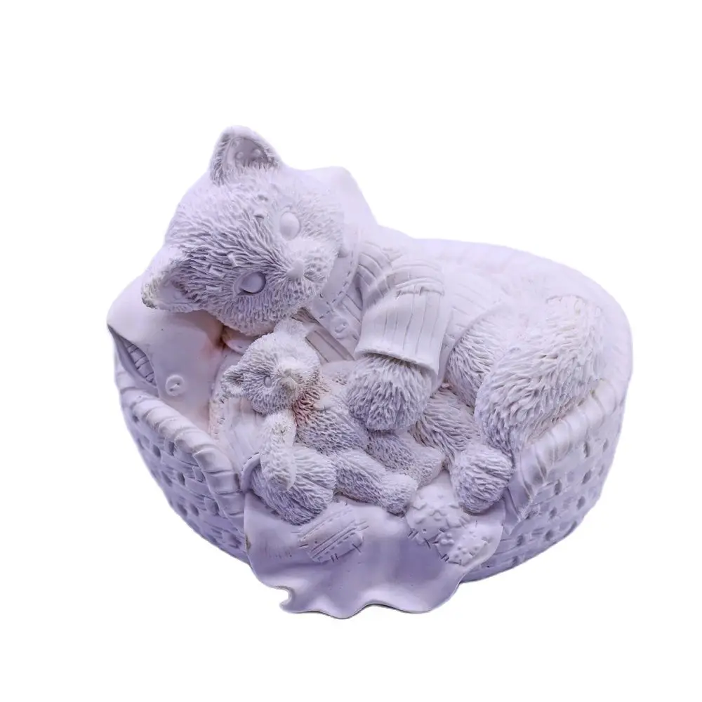 3D Cuddle doll Cat Silicone Candle Mould Sugarcraft Candy Chocolate DIY Decors Baking Molds Tool Soap Polymer Resin Wax