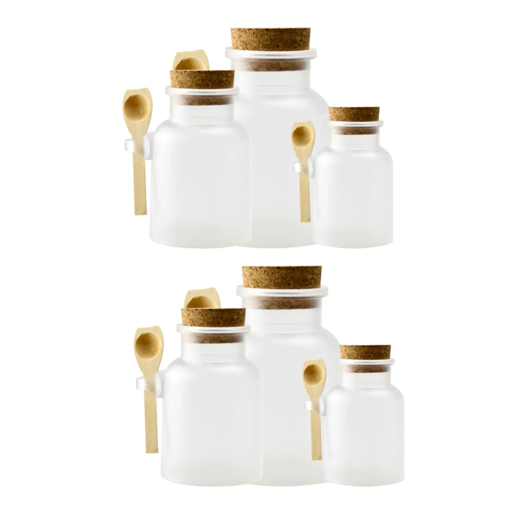 

6pcs Bath Salt Bottle Set 100ml 200ml 300ml Subpackaging Storage Containers Dull Polish Matte Plastic DIY Spices