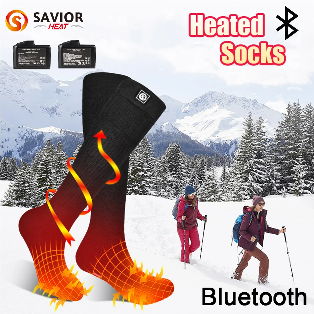 

Winter Electric Heated Socks for Men Women with APP Control Rechargeable Heated Socks with Battery Ski Socks Sports Foot Warmer