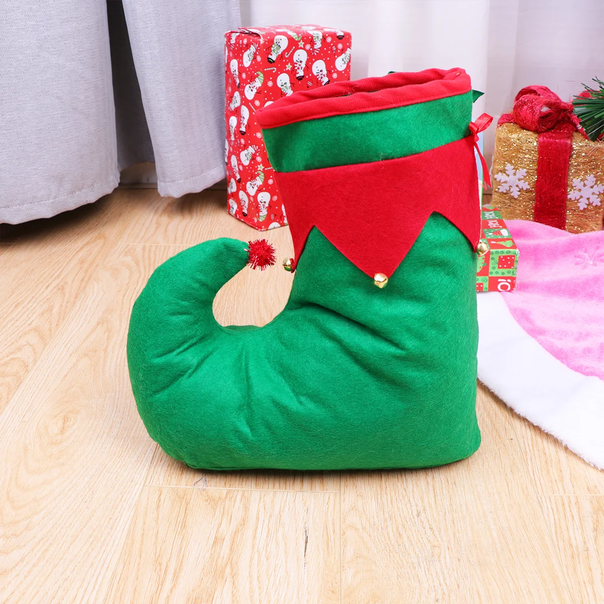 

1Pcs Elf Shoes Cute Christmas Shoes Red Green Design with Fun Holiday Party Favors Costume Accessory Xmas Decor