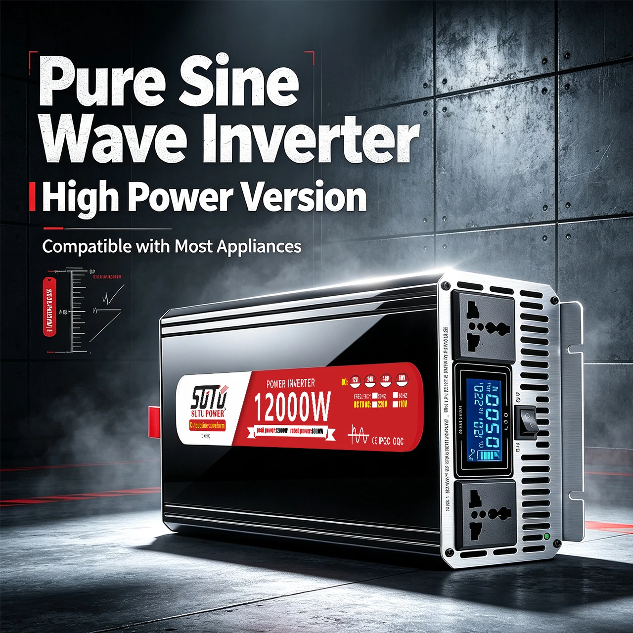 Pure sine wave inverter  12V24V 12000W  to 220V 50HZ  110V 60HZ car home high power battery solar power converter universal