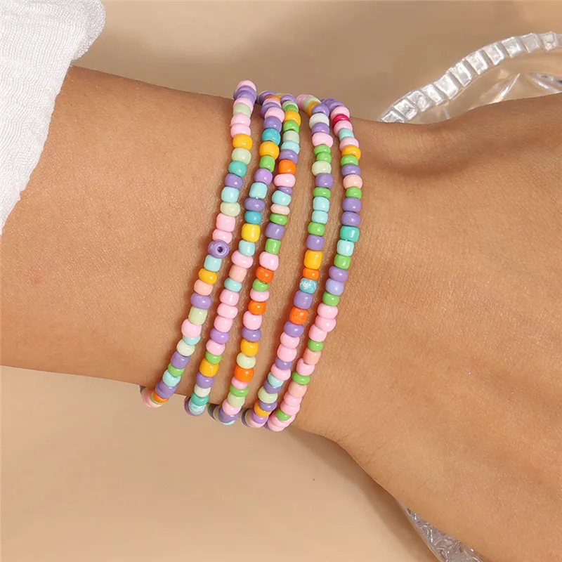 Böhmisches handgefertigtes Perlenarmband für Frauen, Sommer, mehrschichtig, bunte Perlen, Kette, Armreifen, Mädchen, Boho-Schmuck, Großhandel in großen Mengen – Detail 18