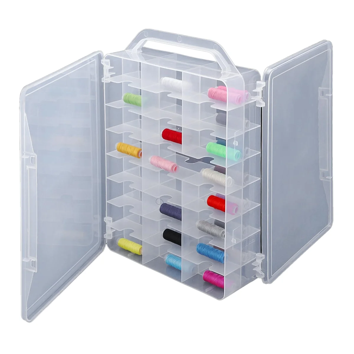 

Double Sided 46 Grids Sewing Organizer,Sewing Spool Thread Storage Box, for Embroidery Floss, Jewelry, Nail Polish