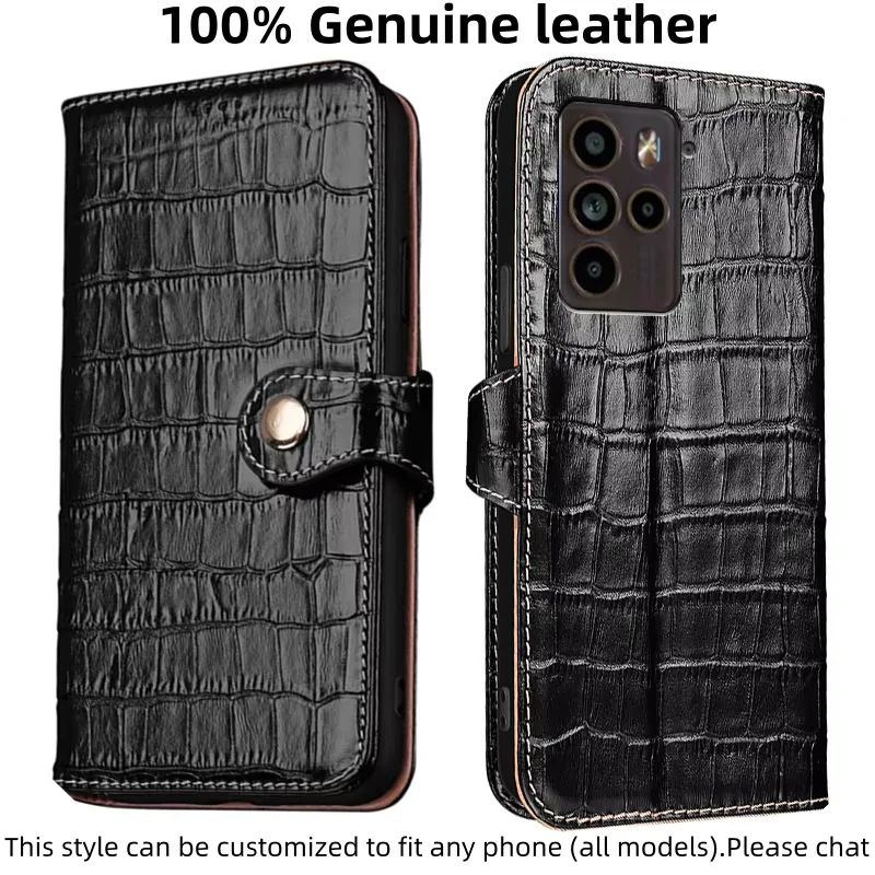 

Чехол-кошелек с текстурой крокодила из натуральной кожи для HTC U23 Pro 2QC9200 2QC9100 2QCB100, противоударный чехол с магнитной кожей