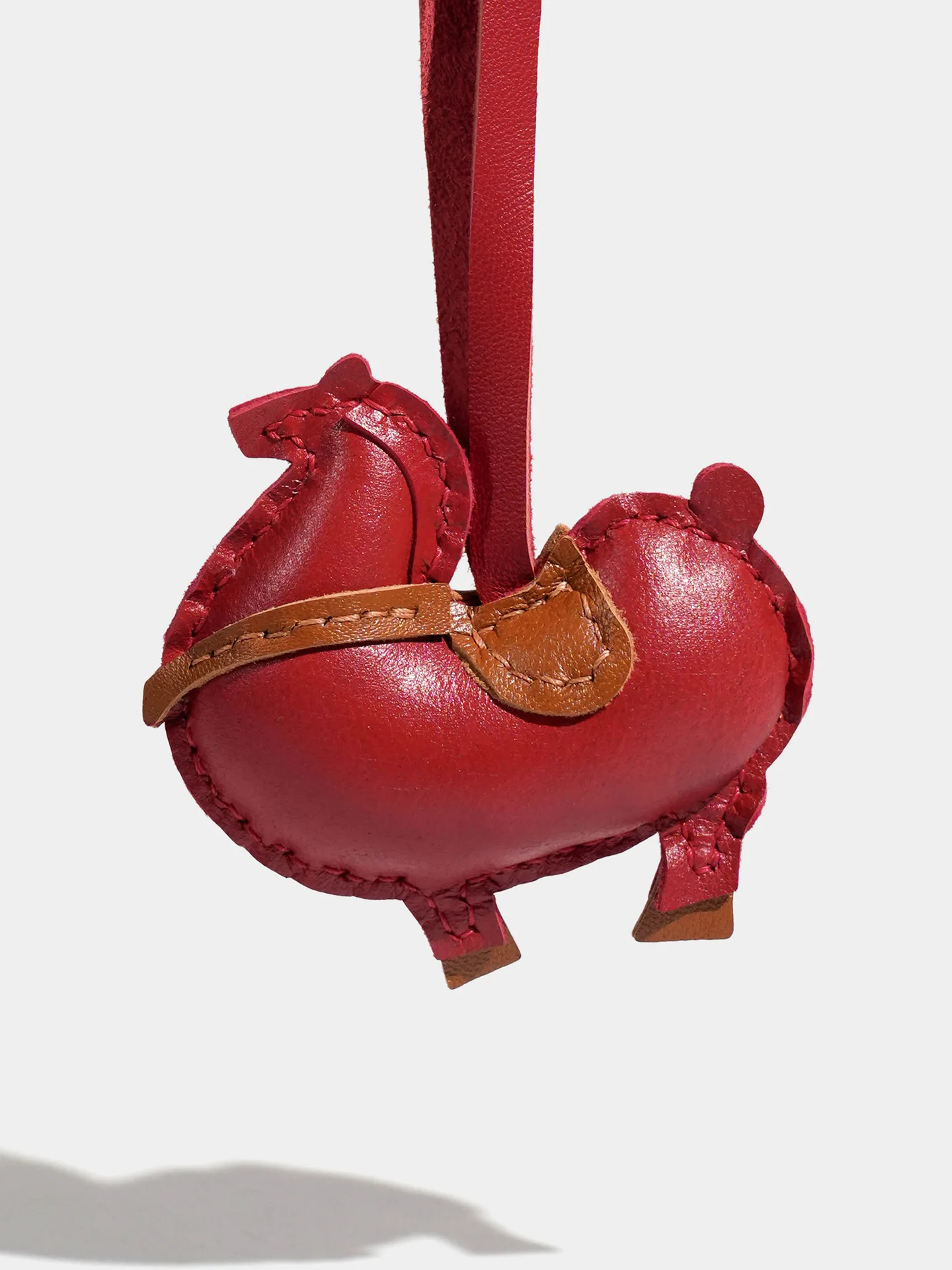 Retro Sheepskin leather  Keychain Car Ornament Top Layer Cowhide Tang Horse Pendant Genuine Leather Bag Accessory