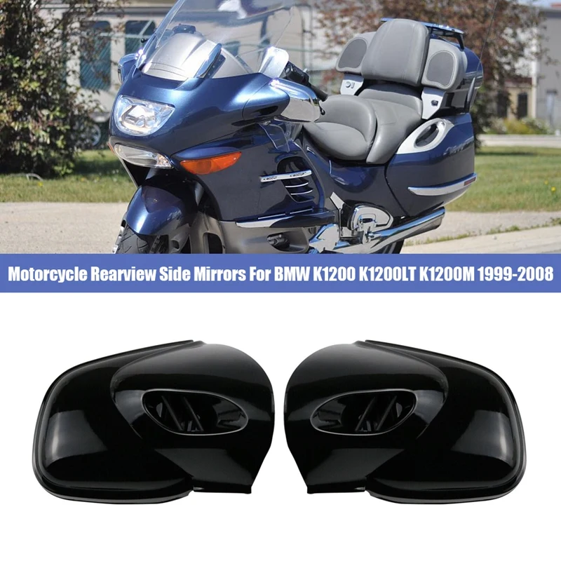 Bright Black Motorcycle Rearview Side Mirrors Fits For-BMW K1200 K1200LT K1200M 1999-2008