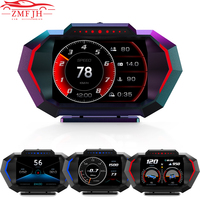 HUD P24 Car OBD Head Up Display OBD+GPS HUD on Board Computer Digital Speedometer Tachometer Fuel Consumption Slope Meter