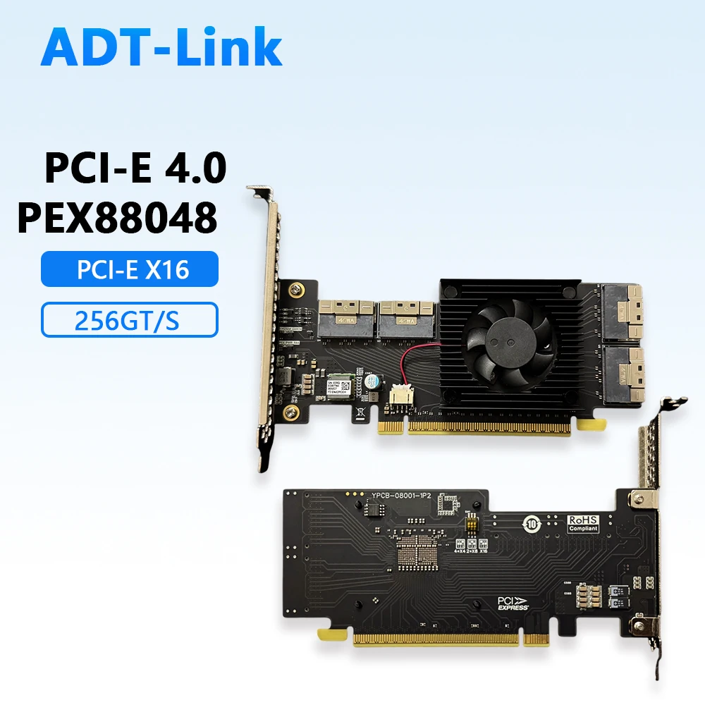 

PCIe 4.0 Expansion Card PLX88048 Support PCI-E X1 X4 X8 x16 256GT/S No-split Adapter for U.2 SSD GPU NVMe HDD Network