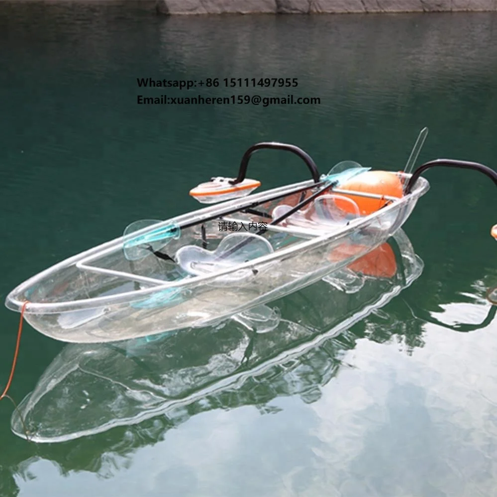 2023 Kinocean China Clear Transparent 2-Person Fishing Kayak for Sale Inflatable PVC Sea Kayak With Polycarbonate Hull Material