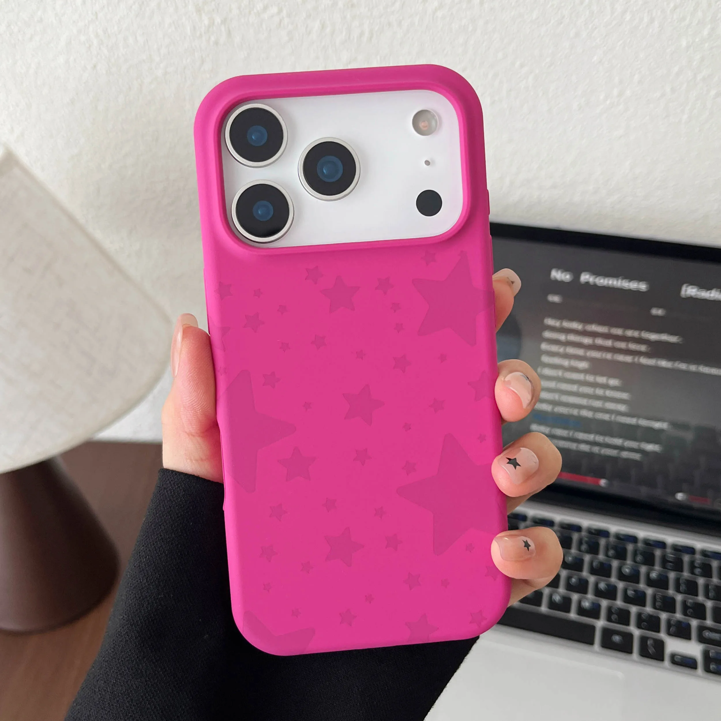 

Macaron Tone Skin-Friendly Star Pattern Silicone Phone Case For iPhone16 15 14 13 12 11 17ProMax Anti-Drop Shockproof Phone Case