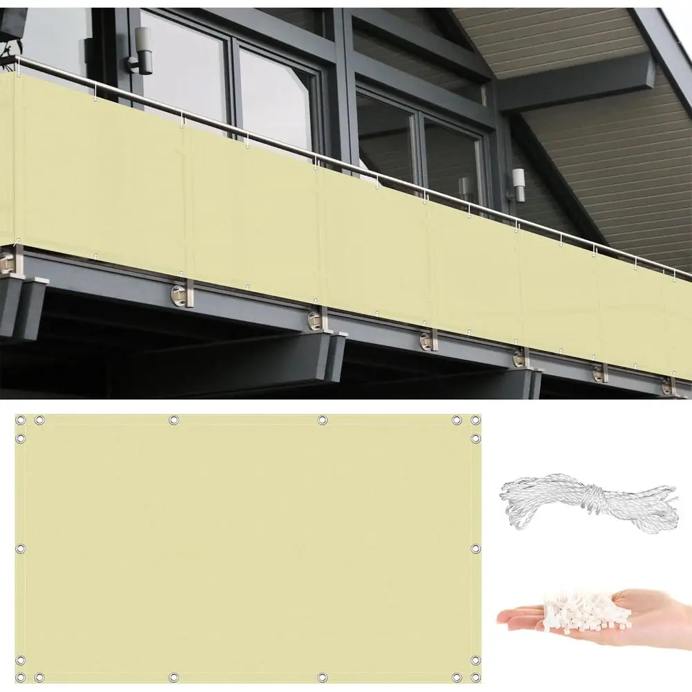 UV-Resistant Privacy Screen Protector, 3.8' x 24.6', Cream, Easy Install for Outdoor Spaces