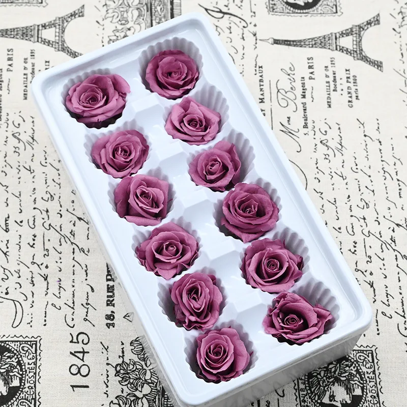 12 pz B grado 3-4Cm fiori stabilizzati rose immortali festa di nozze regalo per la festa della mamma fai da te fiore immortale materiale confezione