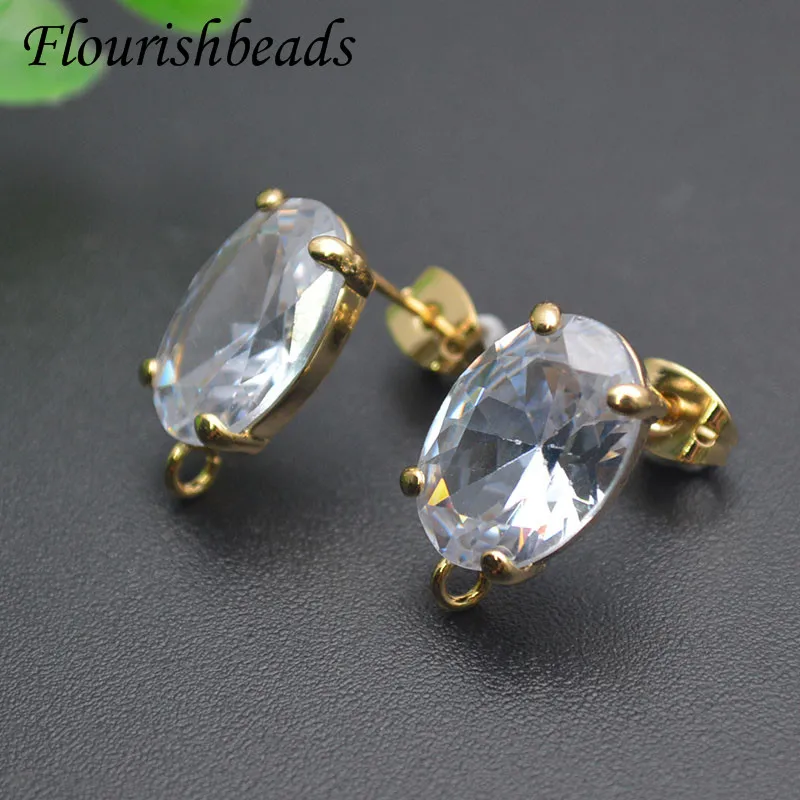 30pcs/lot High Quality Faceted Cubic Zirconia Crystal  Earring Stud for Women Party Wedding Earrings Gift Fashion Jewelry