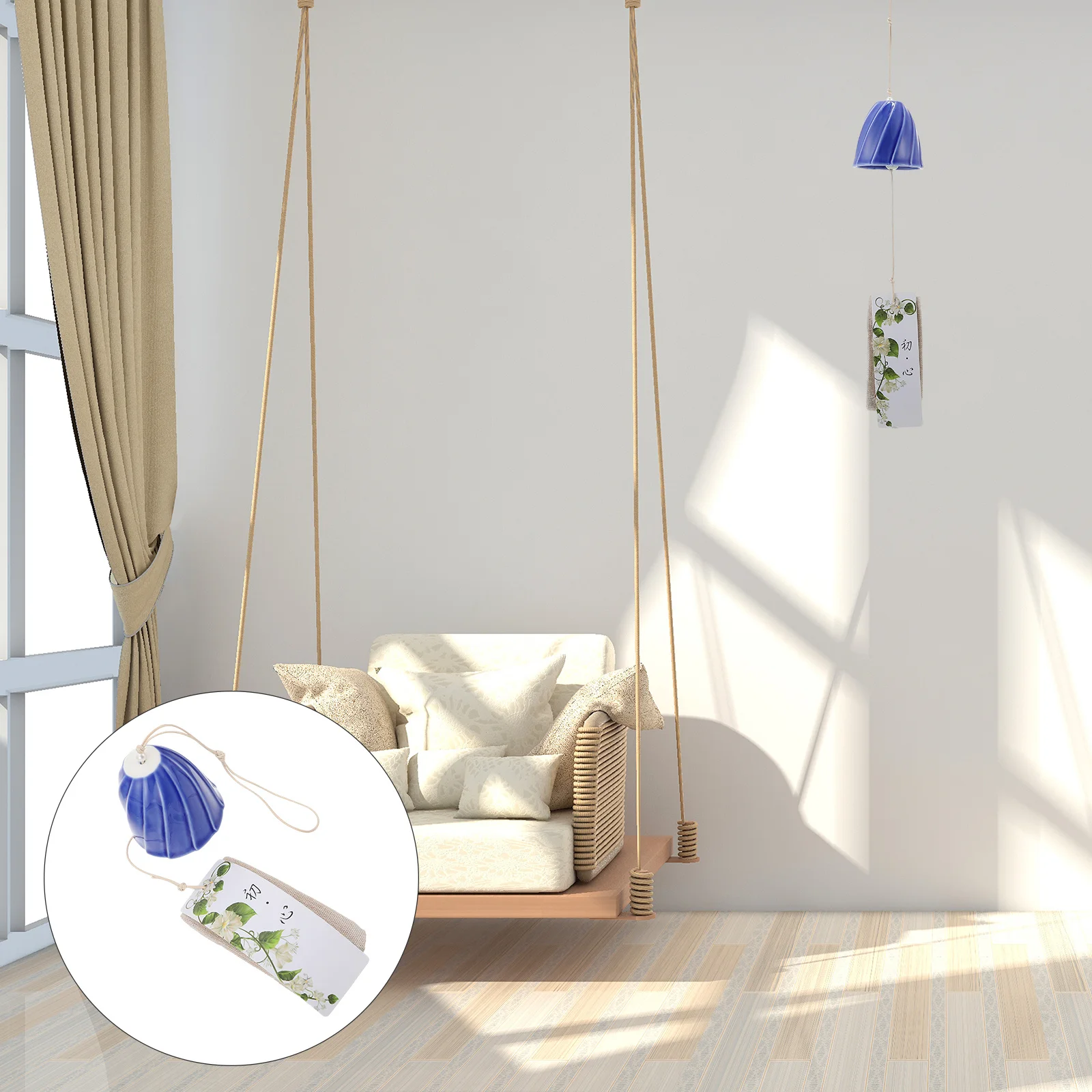 

Wind Chime Bells Ceramic Ornament Valentine's Day Craft Hanging Chimes Ceramics Japanese