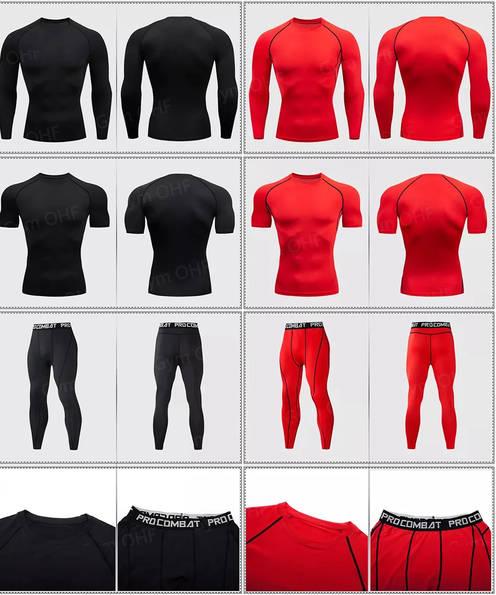 New Men's Short Sleeved T-shirt Compressed Quick Drying Breathable Training Tees Fitness Jujitsu Rashguard Top Gym Sport Shirts