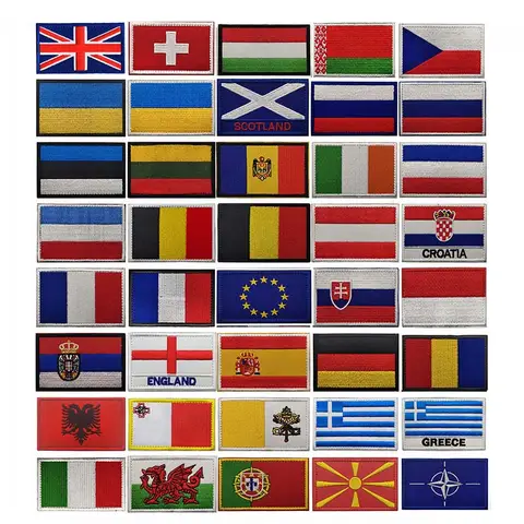 8*5CM Flags Patches Military Tactical Badges,Russia Belgium Germany Flag Fabric Embroidery Patch With Hook and Loop For Backpack