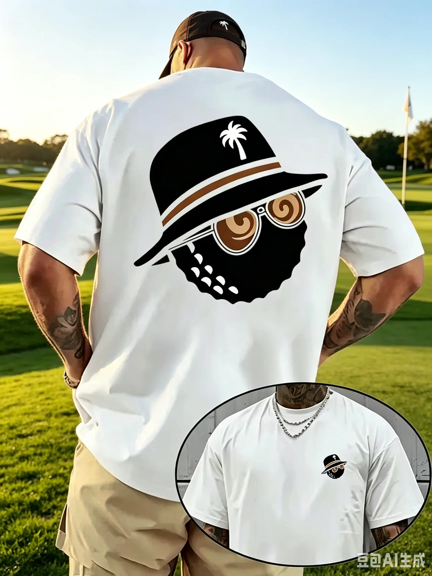 Unisex Trendy Graphic T-shirt with Bucket Hat and Sunglasses Print Perfect for 2026Summer Streetwear T-shirts From Trendy Brands