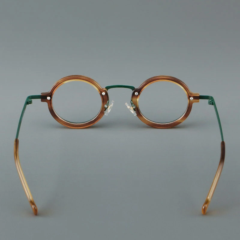 HONKAN Ultraleichter Acetat-Rahmen Metall-Brillengestell Retro Runde Lesebrille für Herren und Damen Hochwertiger Optischer Brillenrahmen – Detail 22