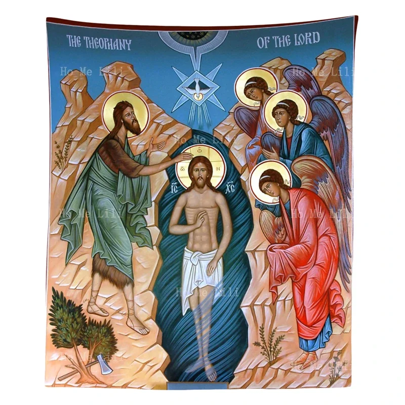 Paintings Of Christ Theophany Icon Holy Cross Orthodox Church Angel Byzantine Art Religious Item Tapestry By Ho Me Lili