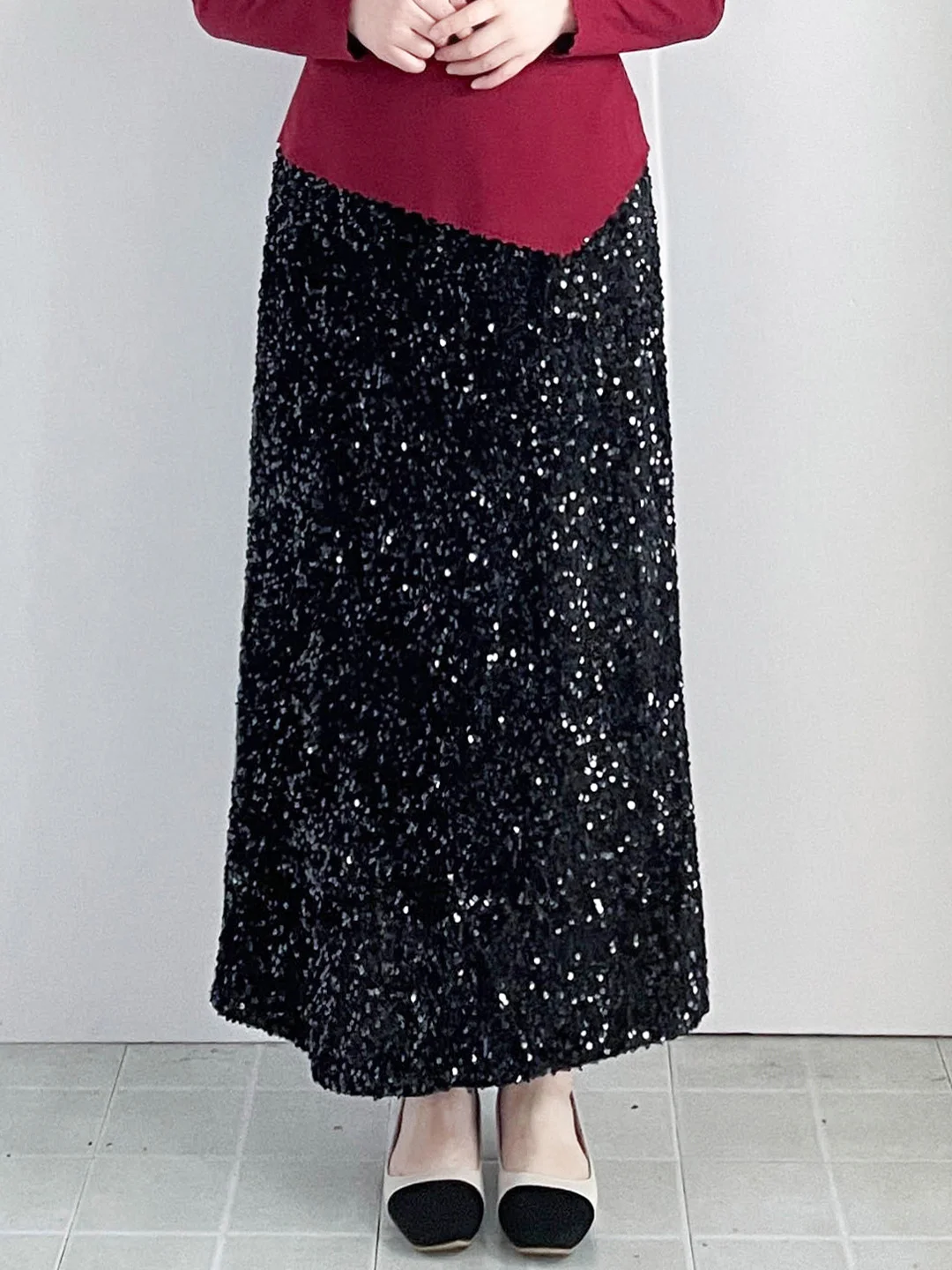 

Потрясающая юбка А-силуэта для женщин больших размеров: красивая длинная юбка с пайетками, стройнящая, скрывающая недостатки, с высокой талией, в корейском стиле, для повседневной носки
