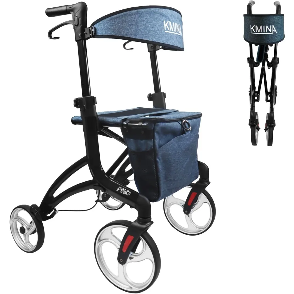 

PRO - Tall Rollator Walker with Seat (User Height 5'7" to 6'6"), Folding for People, Extra Men