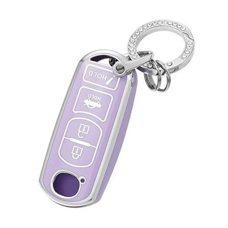 

A+ for Mazda Key Fob Cover with Keychain - Case Protector for Silver Purple+keychain