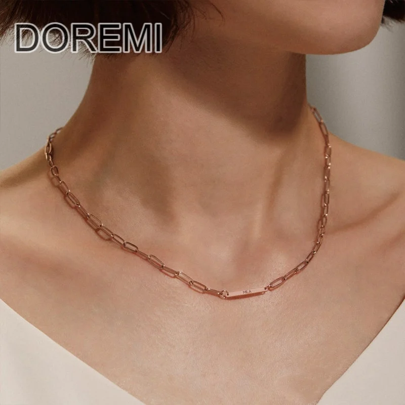 

DOREMI Stainless Steel Waterproof Engrave Bar Necklace Custom Jewelry Gift Package Engrave Namel Necklace