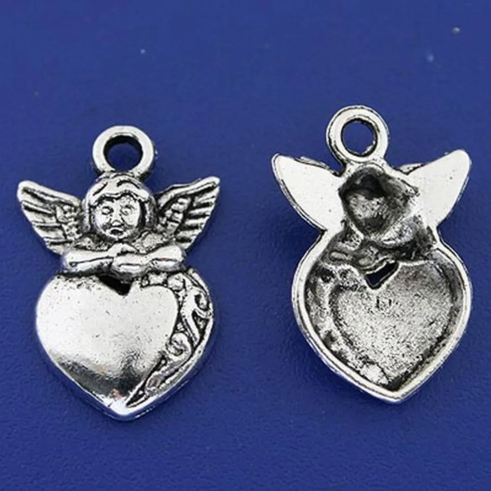 10PCS 24x17mm  heart angel charms h3283