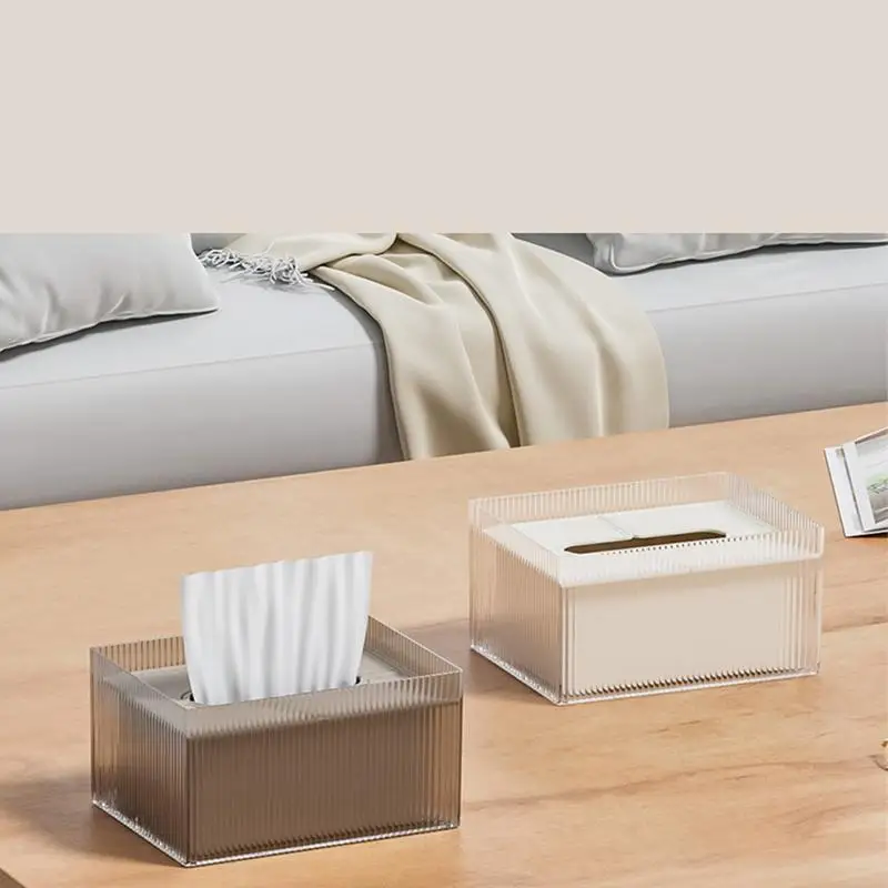 Tissue Holder Box Clear Decorative Tissue Cover light luxury fashionable Rectangular napkin Dispenser for Car Home and Workplace