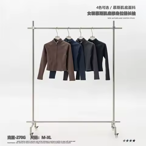 2025 Autumn Women's 270gsm Crop Jacket, Slim Fit Zipper Full Sleeve Sport Coat, Casual Streetwear Top HY1148